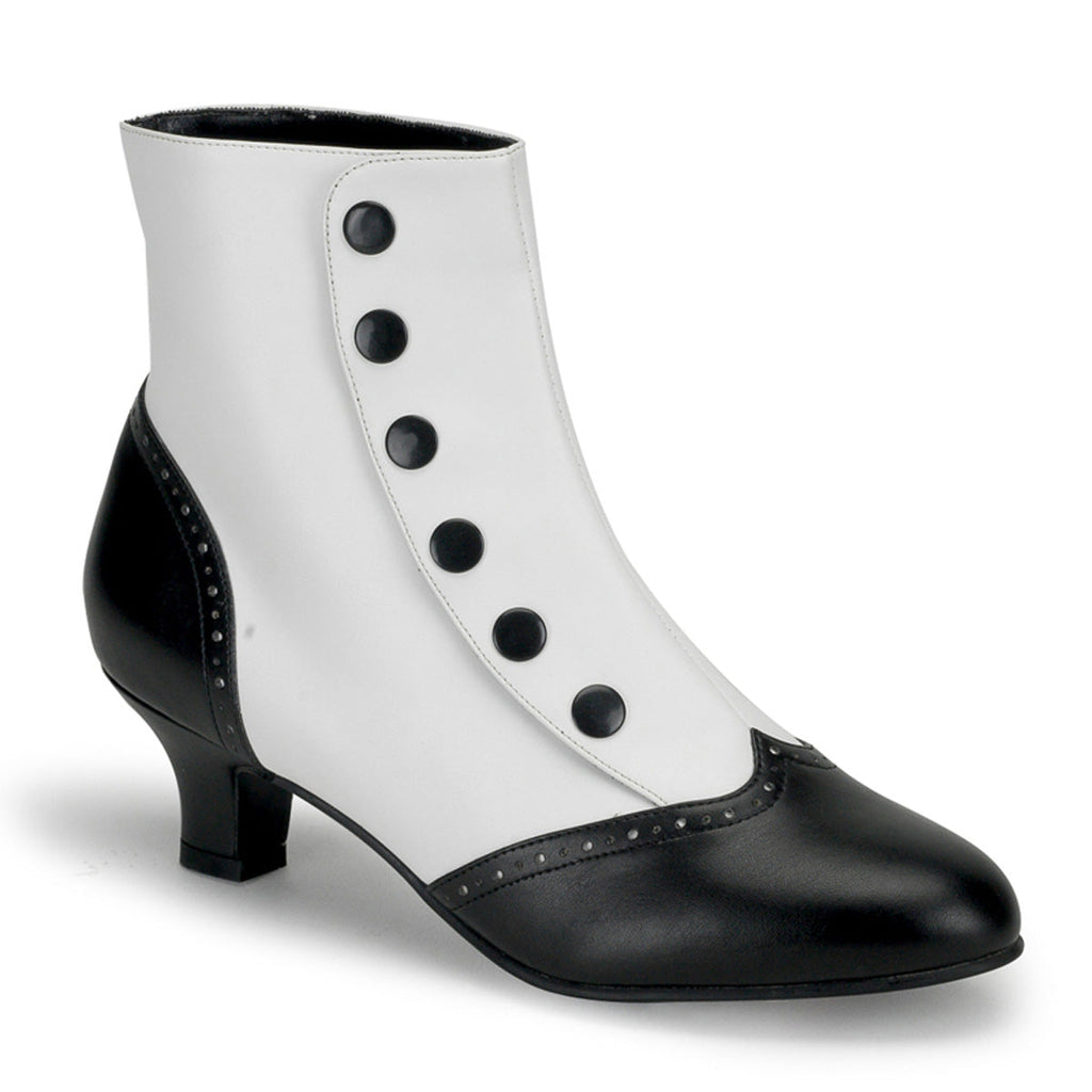 Bordello Womens Boots FLORA-1023 Wht-Blk Pu