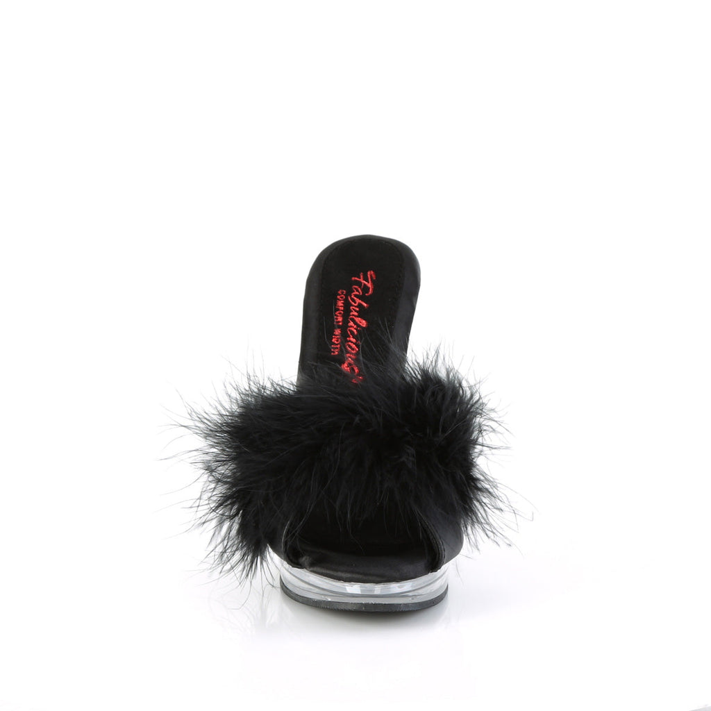 Fabulicious  Sandals GLORY-501F-8 Blk Faux Leather-Fur/Clr