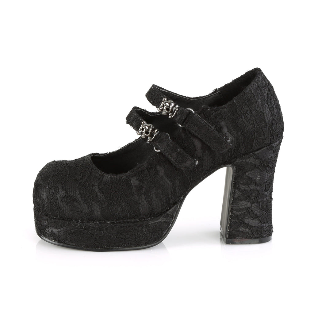 DemoniaCult Womens Pumps GOTHIKA-09 Blk Satin-Lace