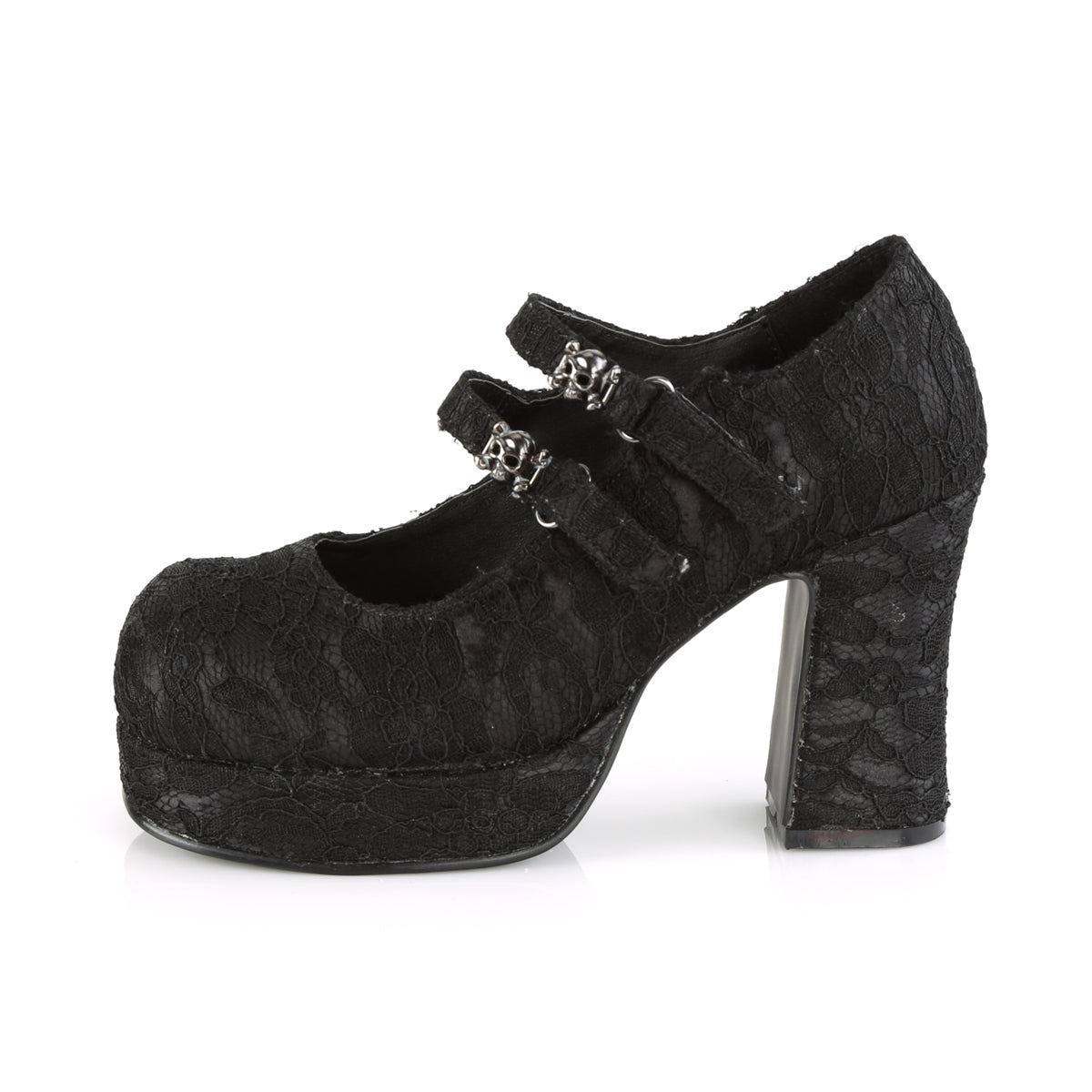 DemoniaCult Womens Pumps GOTHIKA-09 Blk Satin-Lace