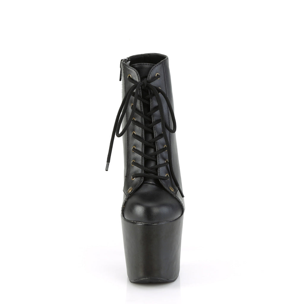 Pleaser  Ankle Boots HEX-1005 Blk Faux Leather/Blk Faux Leather