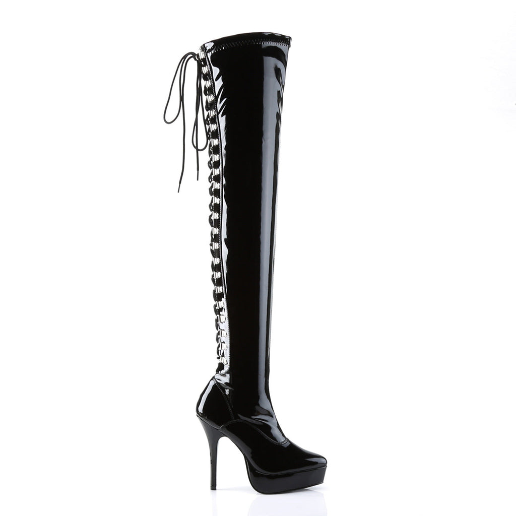 Devious Womens Pumps INDULGE-3063 Blk Str Pat