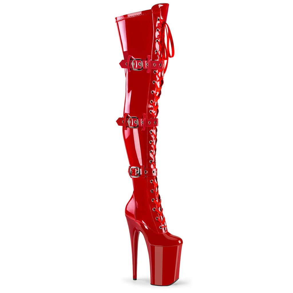 Pleaser Women's Platform Shoes INFINITY-3028 Red Str Pat/Red