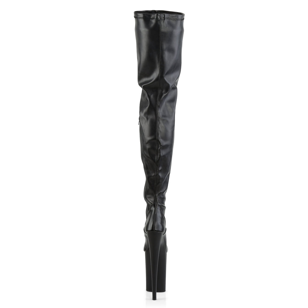 Pleaser Womens Boots INFINITY-4000 Blk Str Faux Leather/Blk Matte