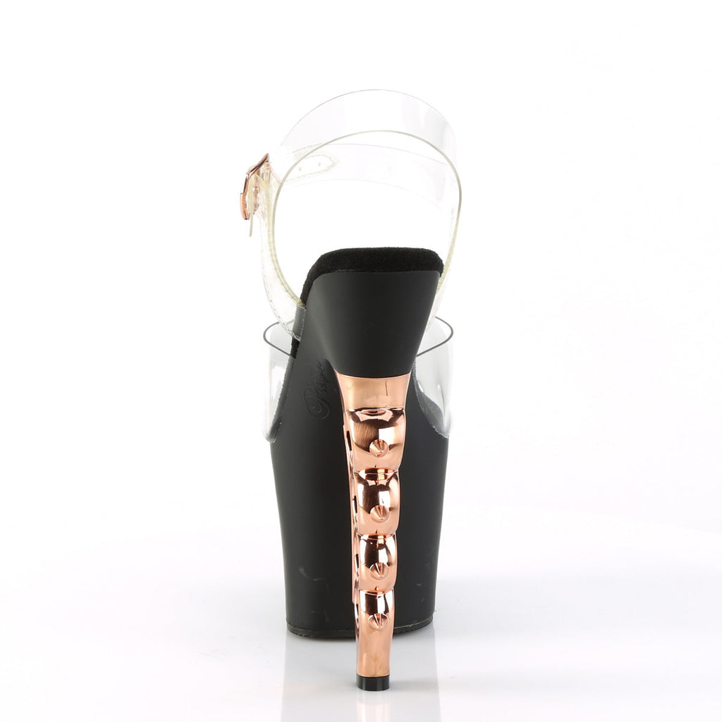 Pleaser Womens Sandals IRONGRIP-708 Clr/Blk Matte-Copper Brushed
