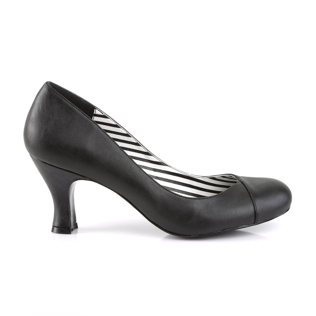 Pleaser Pink Label Womens Pumps JENNA-01 Blk Faux Leather