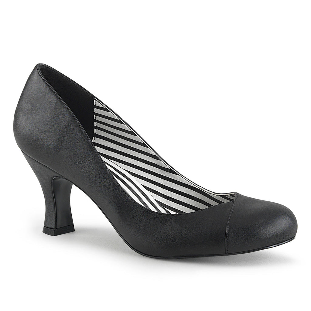 Pleaser Pink Label Womens Pumps JENNA-01 Blk Faux Leather