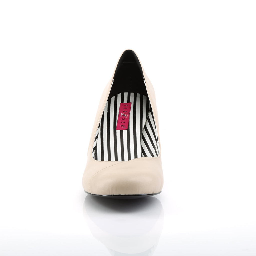 Pleaser Pink Label Womens Pumps JENNA-01 Cream Faux Leather