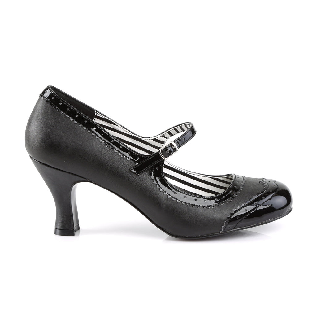 Pleaser Pink Label Womens Pumps JENNA-06 Blk Faux Leather-Pat