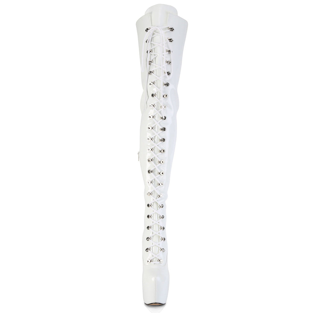 Pleaser Women's Platform Shoes JUBILANT-4012 Wht Str. Pat