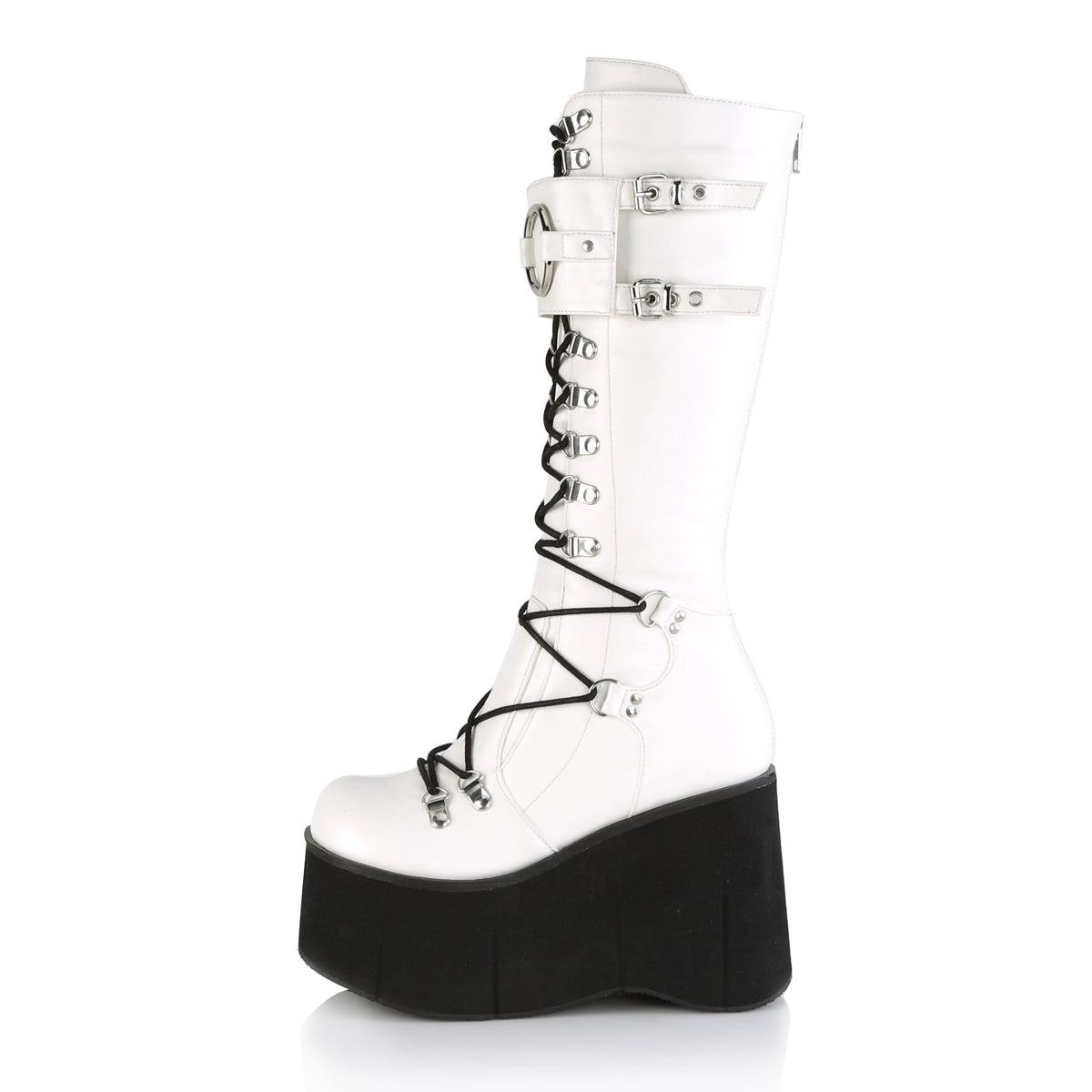DemoniaCult Womens Boots KERA-200 Wht Vegan Leather