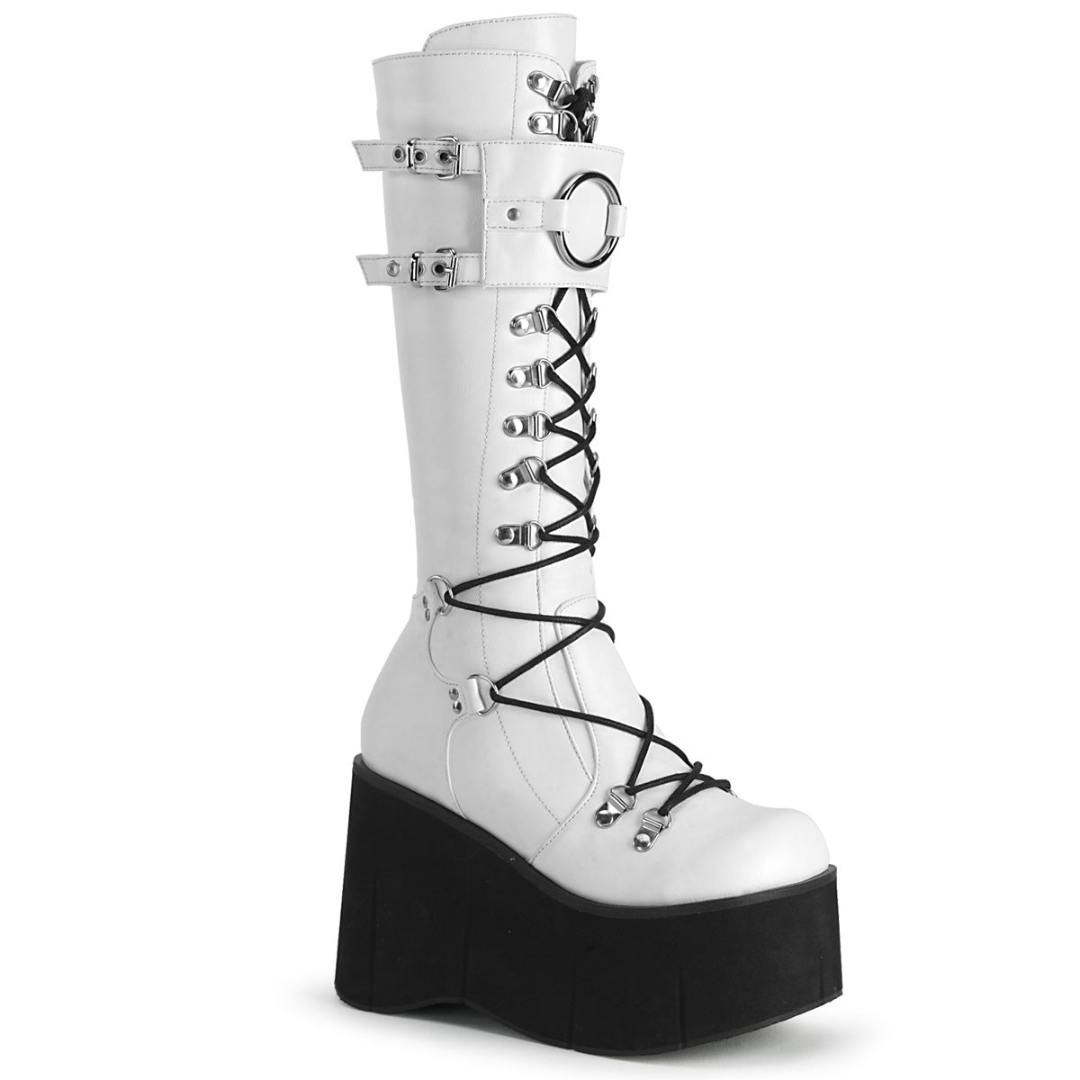 DemoniaCult Womens Boots KERA-200 Wht Vegan Leather
