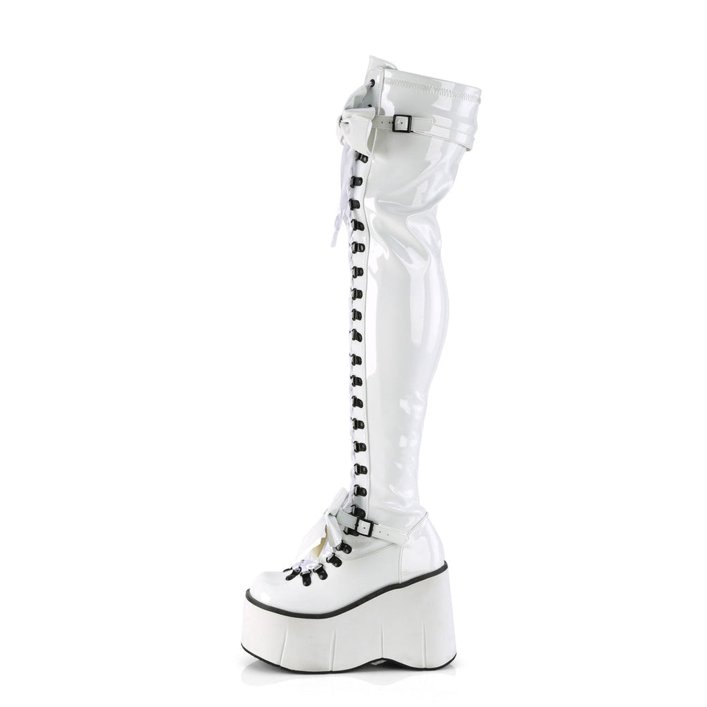 DemoniaCult  Boots KERA-303 Wht Stretch Patent
