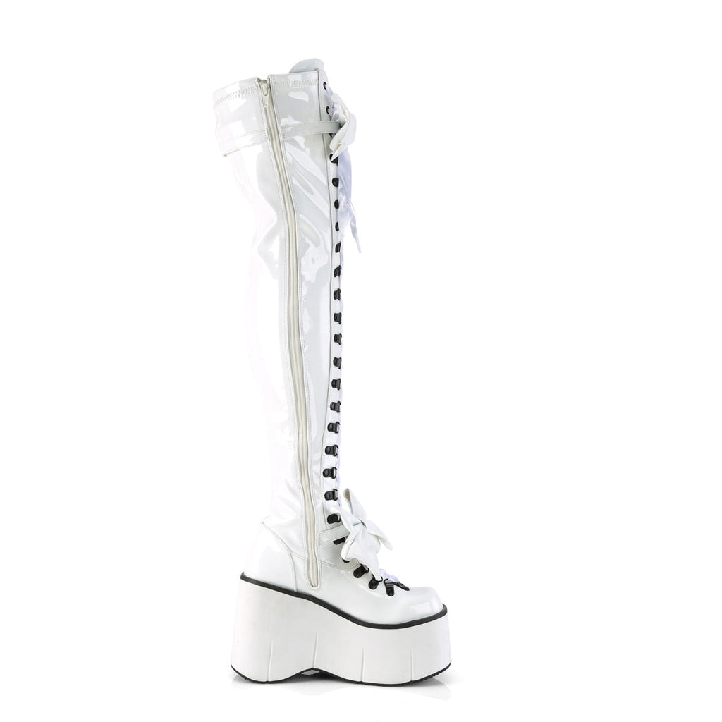 DemoniaCult  Boots KERA-303 Wht Stretch Patent