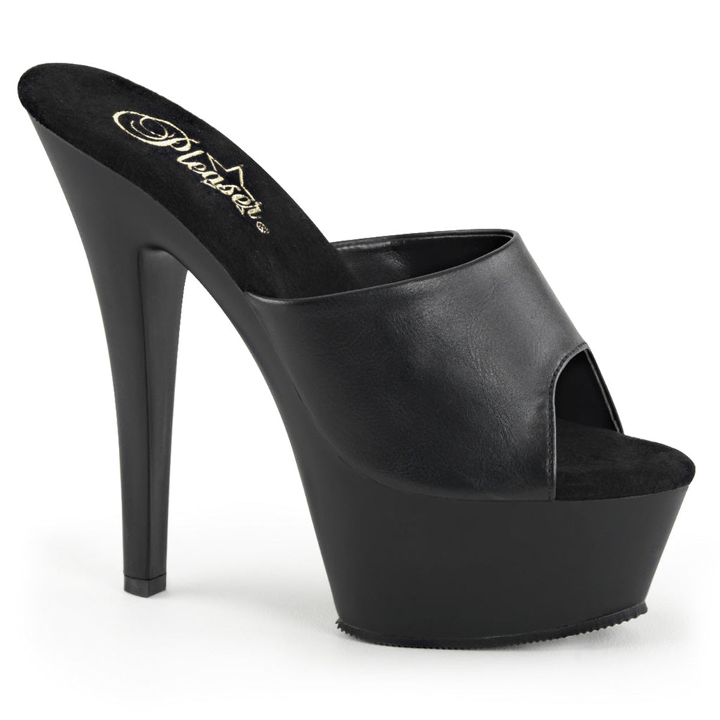 Pleaser Womens Sandals KISS-201 Blk Faux Leather/Blk Matte