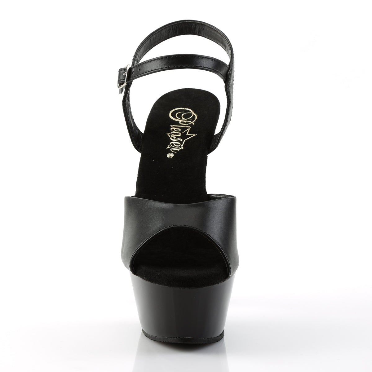 Pleaser Womens Sandals KISS-209 Blk Leather/Blk