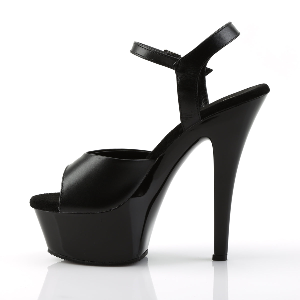 Pleaser Womens Sandals KISS-209 Blk Leather/Blk