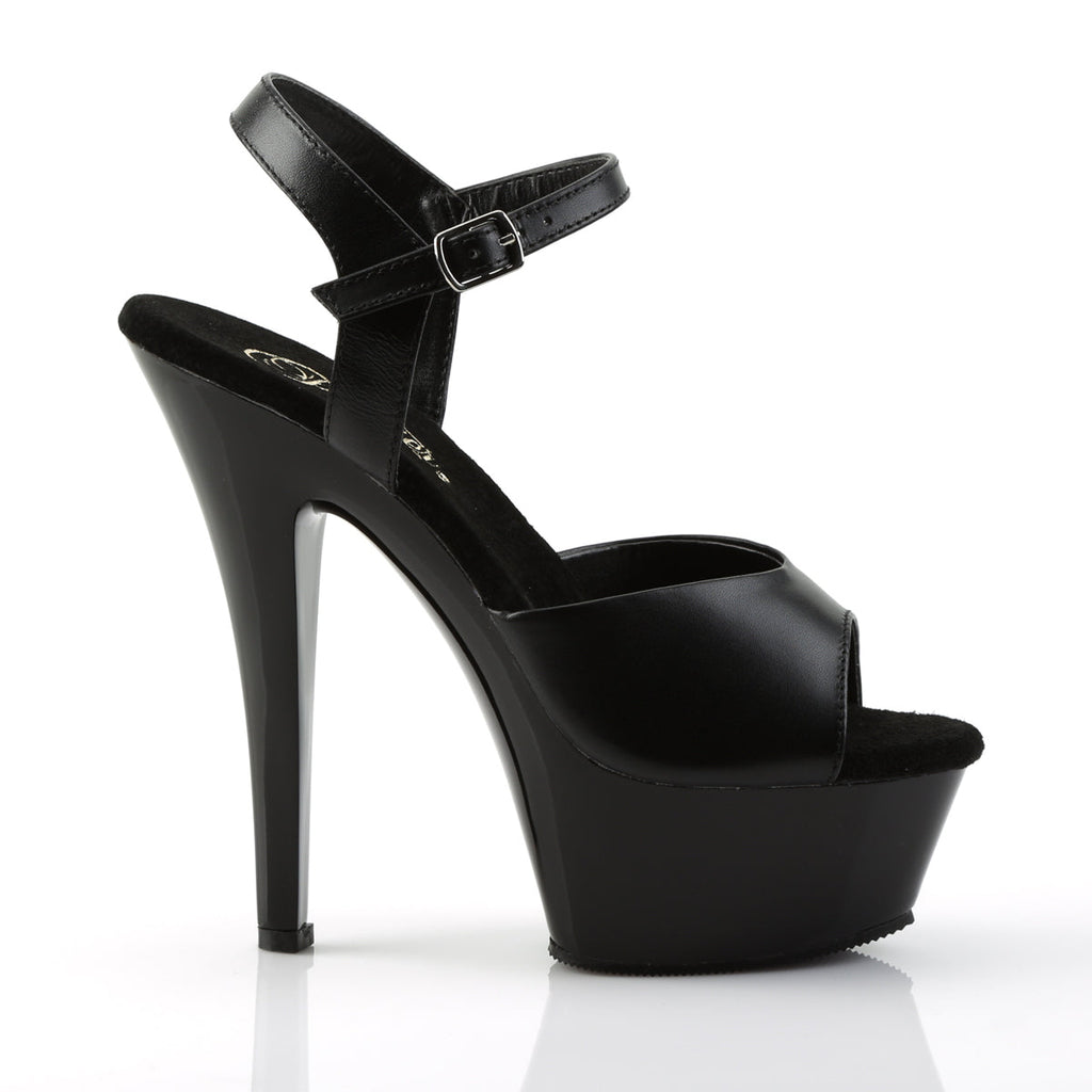 Pleaser Womens Sandals KISS-209 Blk Leather/Blk