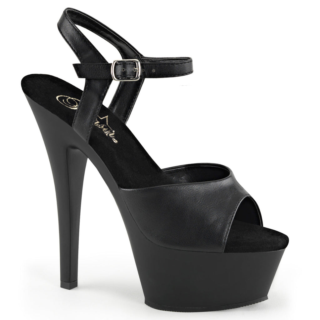 Pleaser Womens Sandals KISS-209 Blk Faux Leather/Blk Matte