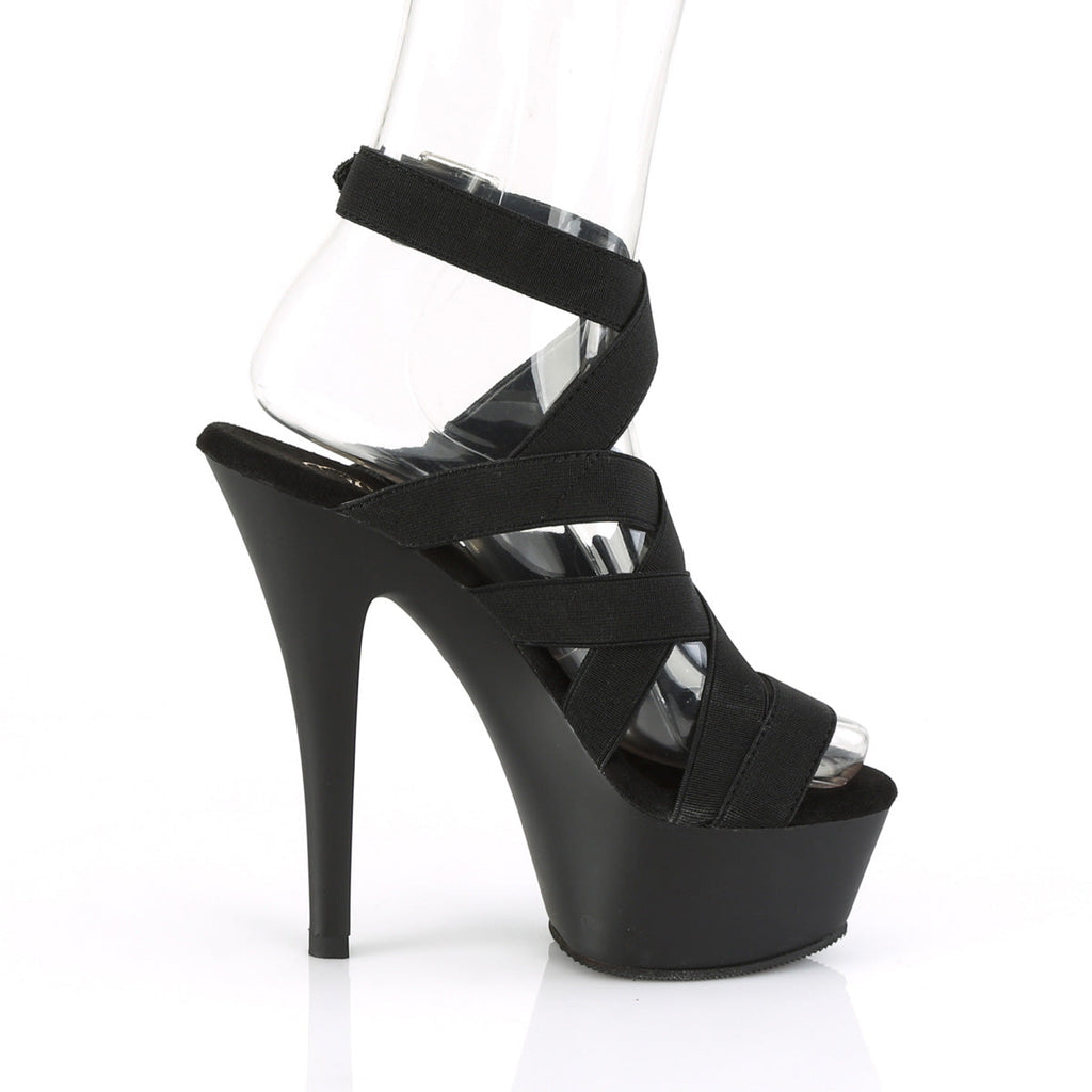 Pleaser Womens Sandals KISS-241 Blk Elastic Band/Blk Matte