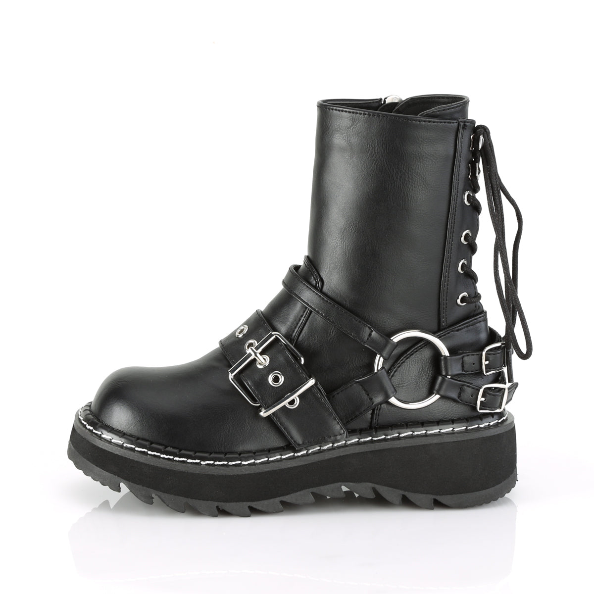 DemoniaCult Womens Boots LILITH-210 Blk Vegan Leather