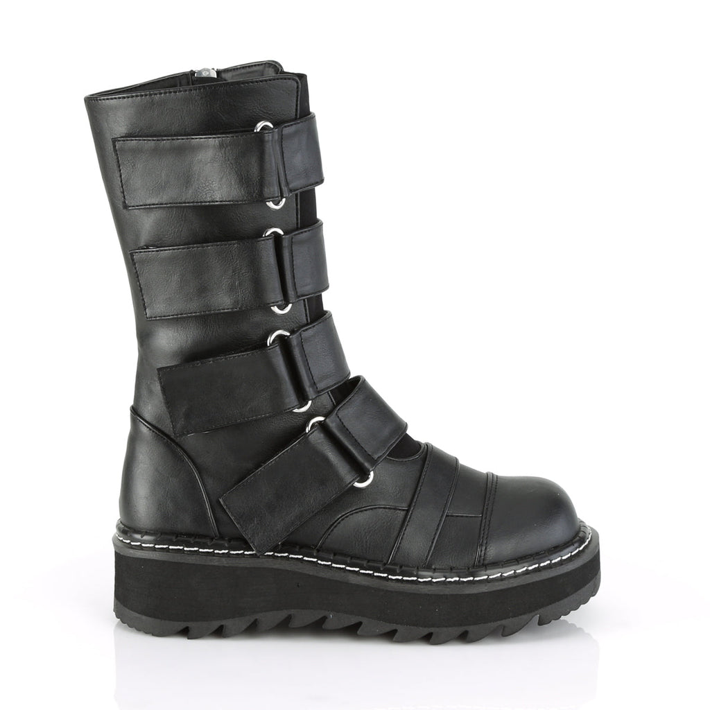 DemoniaCult Womens Boots LILITH-211 Blk Vegan Leather