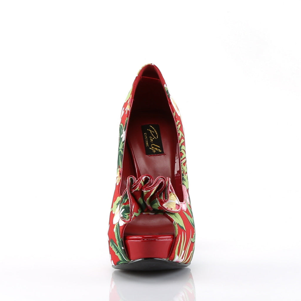 Pin Up Couture Womens Pumps LOLITA-11 Red Floral Print Fabric