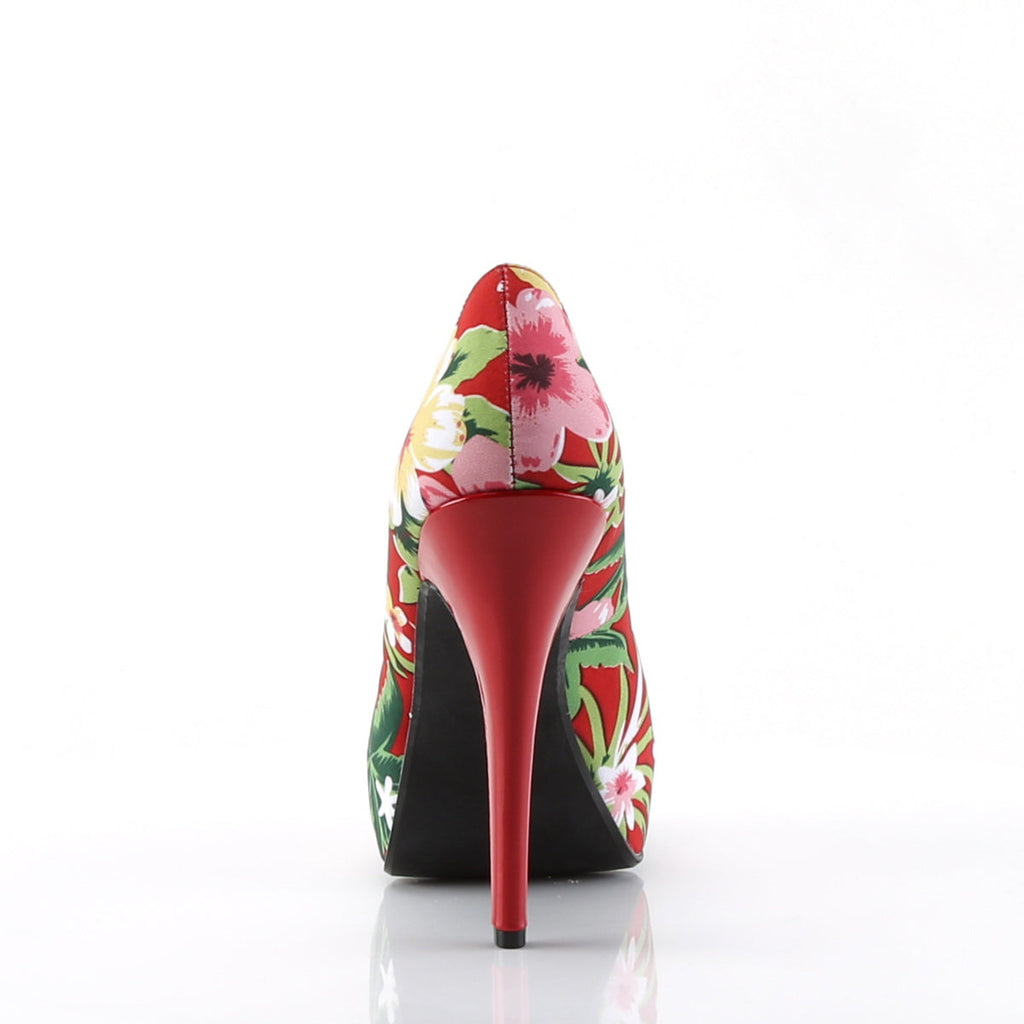 Pin Up Couture Womens Pumps LOLITA-11 Red Floral Print Fabric