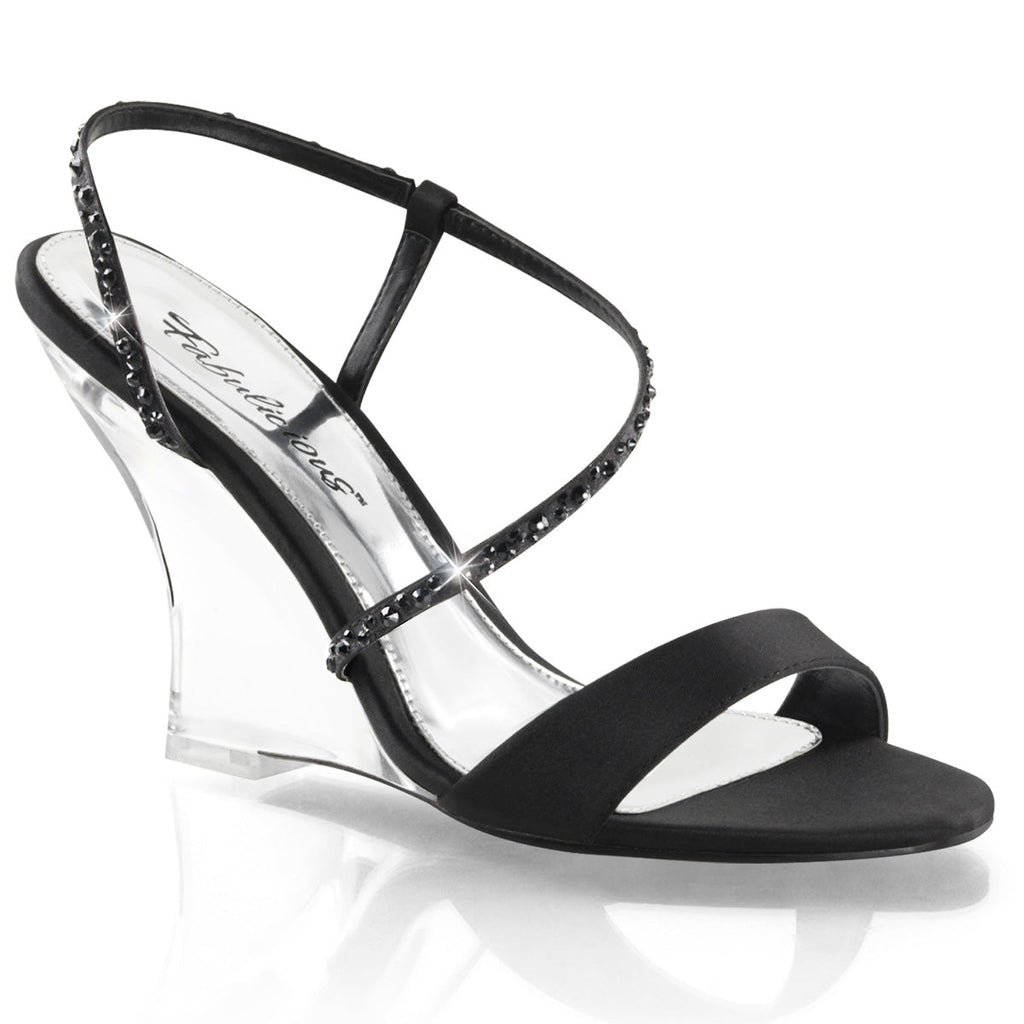 Fabulicious Womens Sandals LOVELY-417 Blk Satin/Clr
