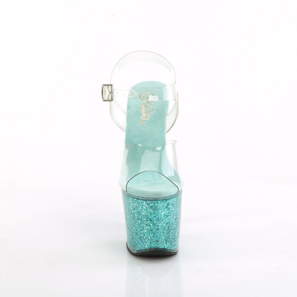 Pleaser   LOVESICK-708SG Clr/Aqua multi Iridescent Glitters