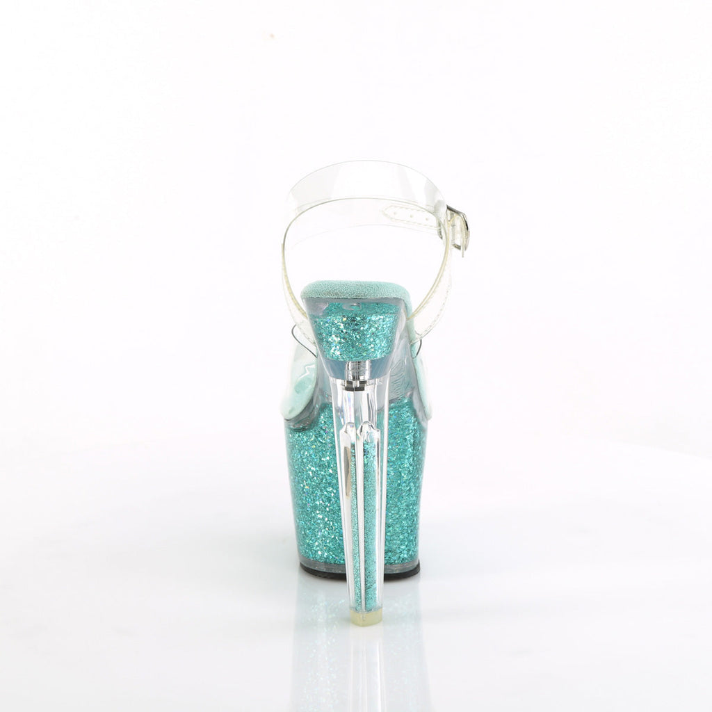 Pleaser   LOVESICK-708SG Clr/Aqua multi Iridescent Glitters