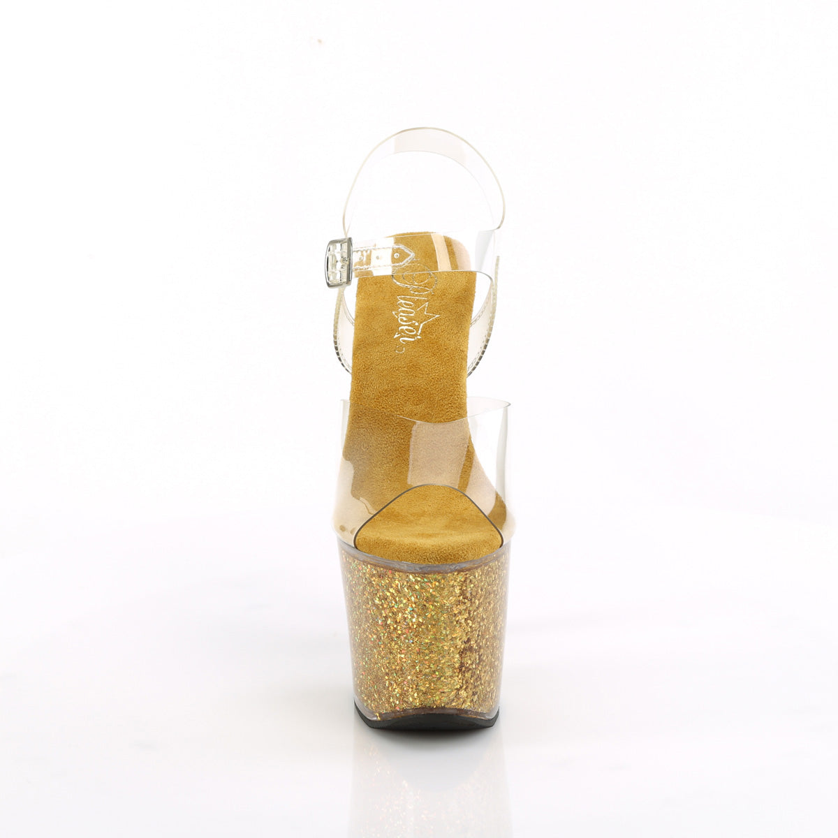 Pleaser   LOVESICK-708SG Clr/Gold Multi Iridescent Glitters