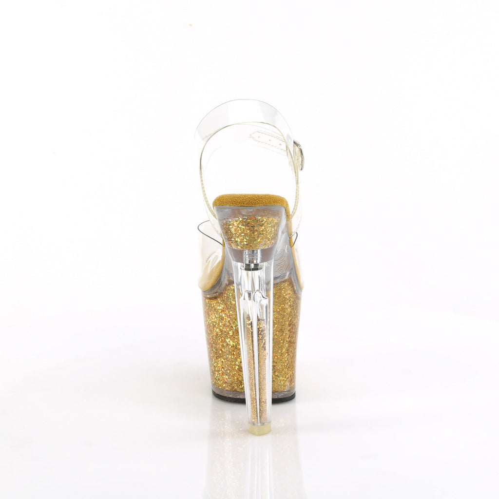 Pleaser   LOVESICK-708SG Clr/Gold Multi Iridescent Glitters