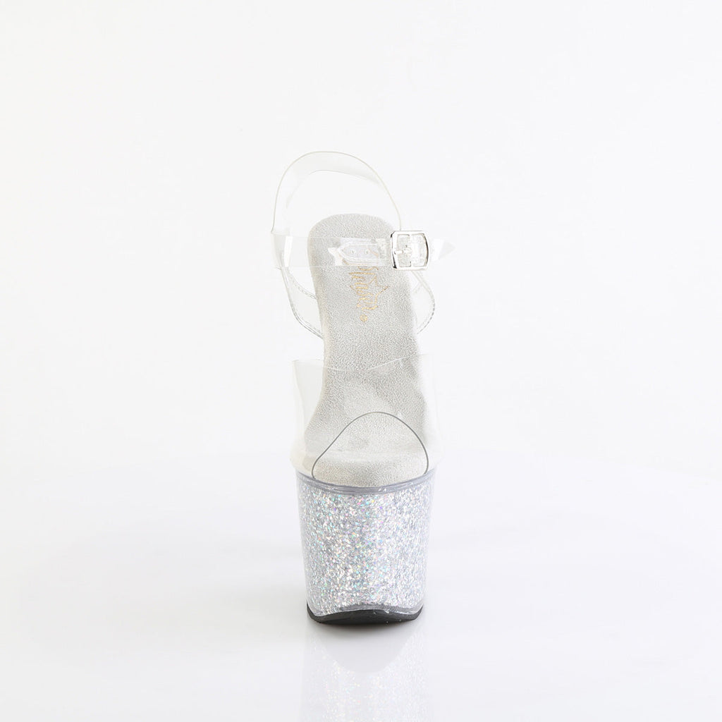 Pleaser   LOVESICK-708SG Clr/Slv Multi Iridescent Glitters