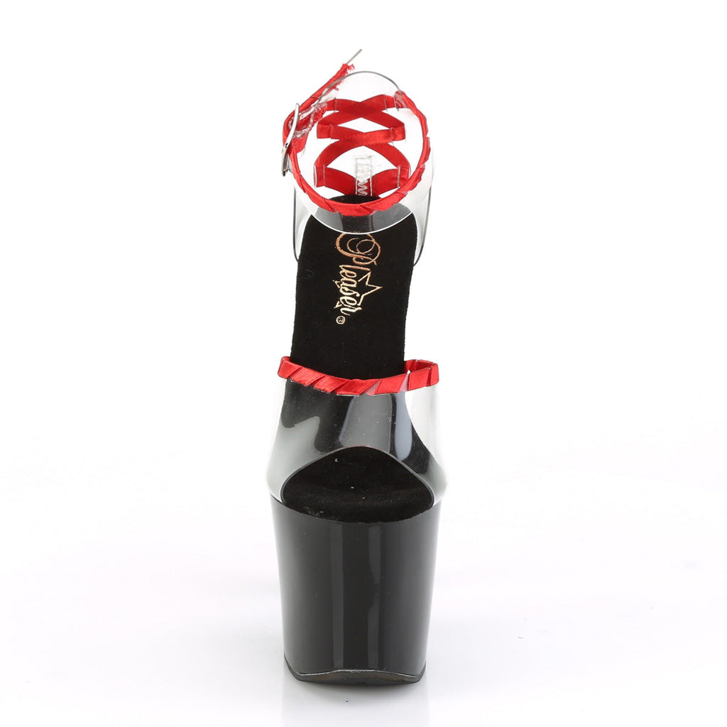 Pleaser Womens Sandals LOVESICK-712 Clr-Red/Blk-Red