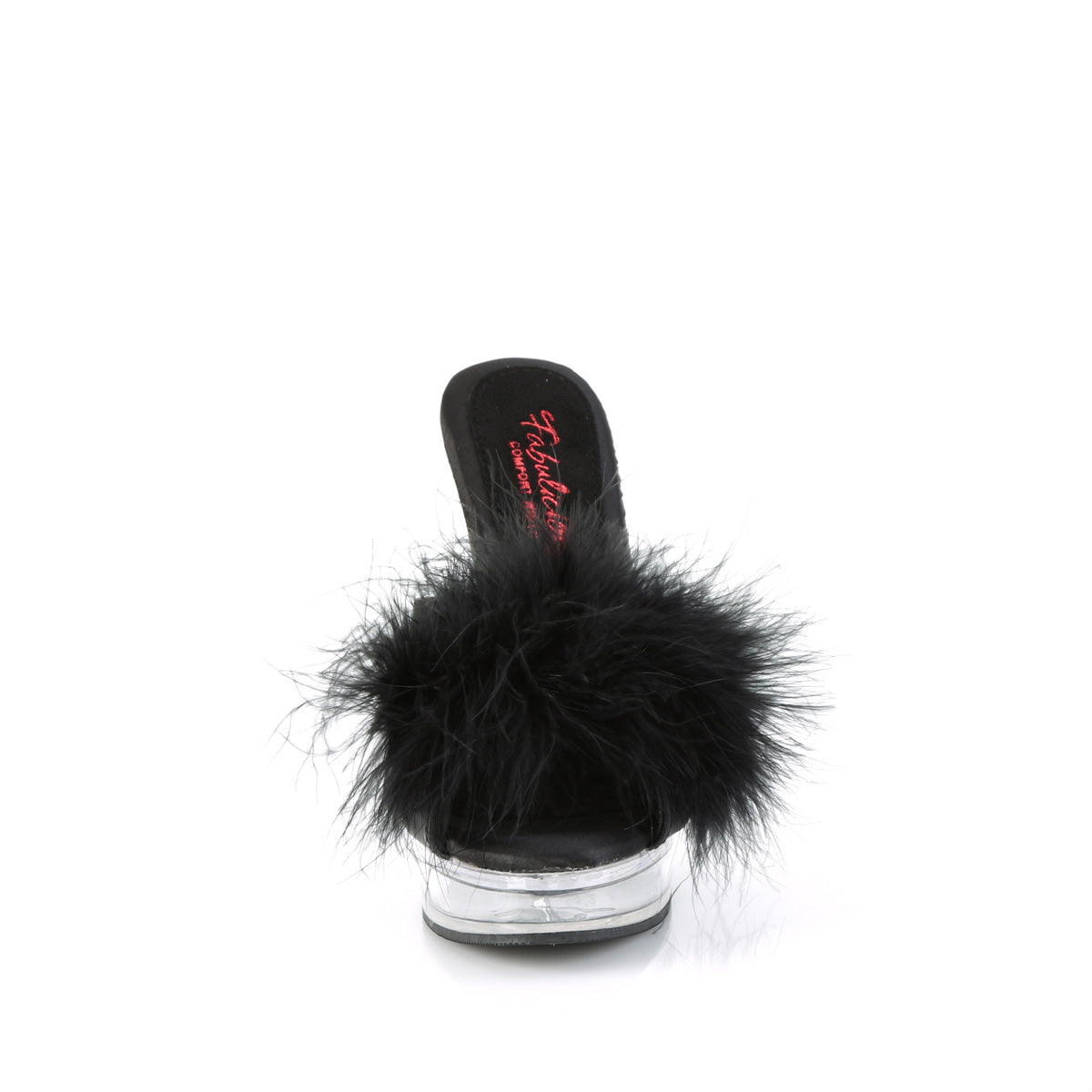 Fabulicious  Sandals MAJESTY-501F-8 Blk Faux Leather-Fur/Clr