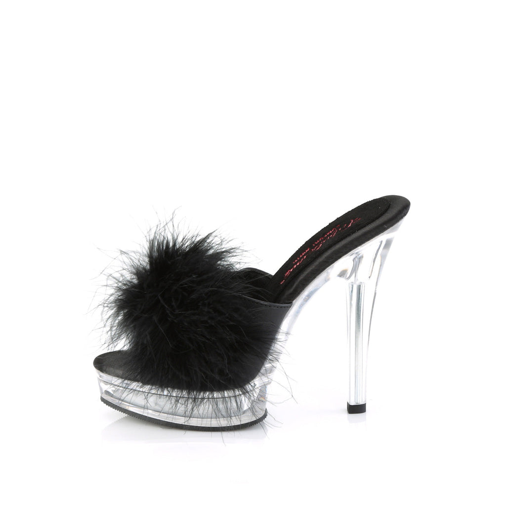 Fabulicious  Sandals MAJESTY-501F-8 Blk Faux Leather-Fur/Clr