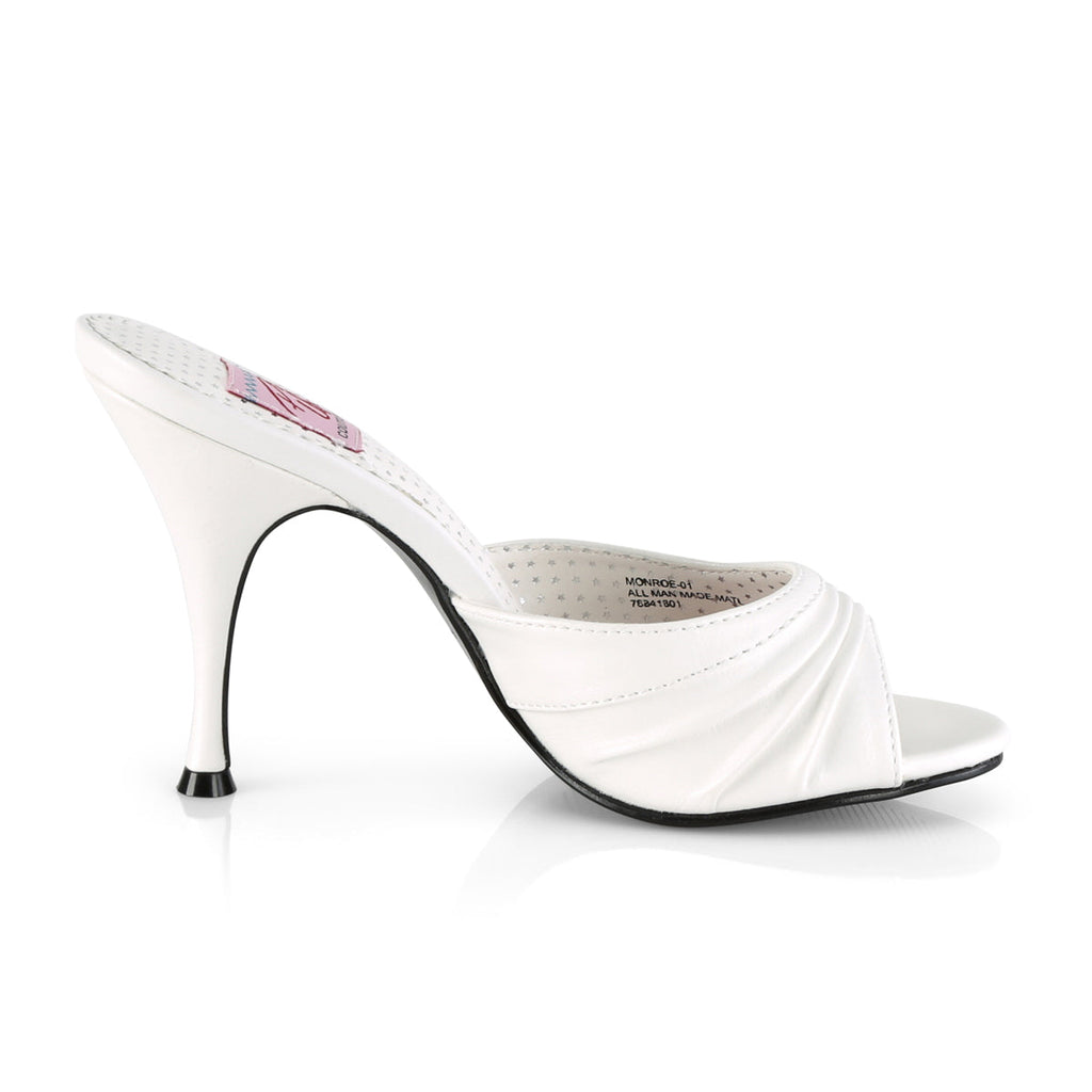 Pin Up Couture Womens Pumps MONROE-01 Wht Faux Leather