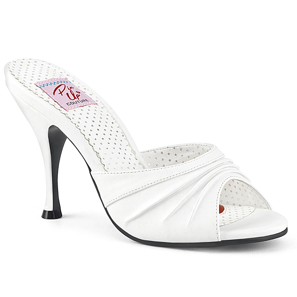 Pin Up Couture Womens Pumps MONROE-01 Wht Faux Leather