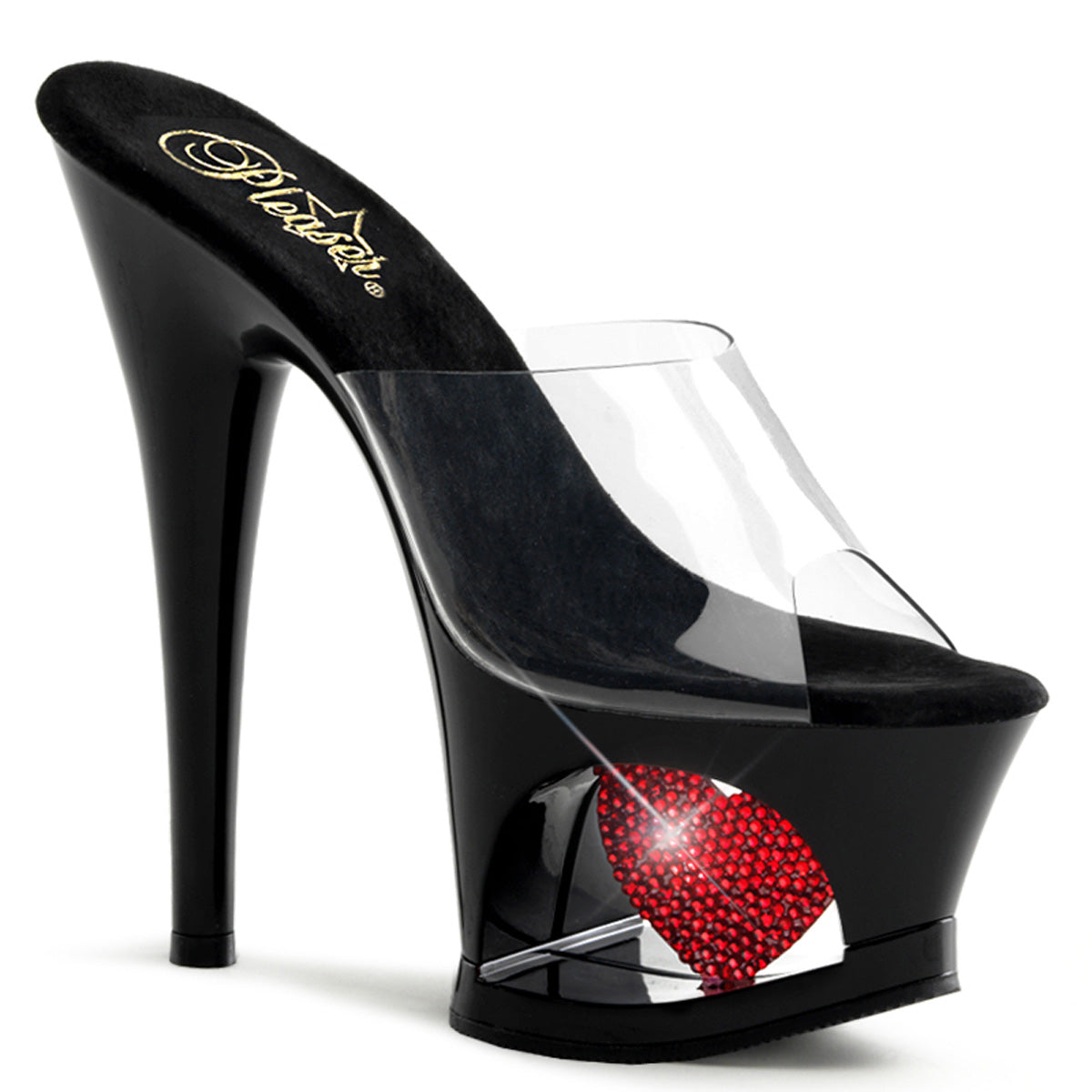 Pleaser Womens Sandals MOON-701HRS Clr/Blk-Red
