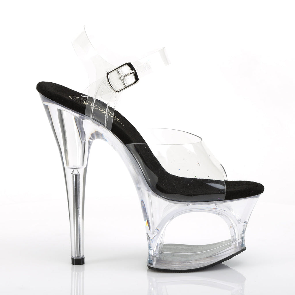 Pleaser Womens Sandals MOON-708 Clr-Blk/Clr