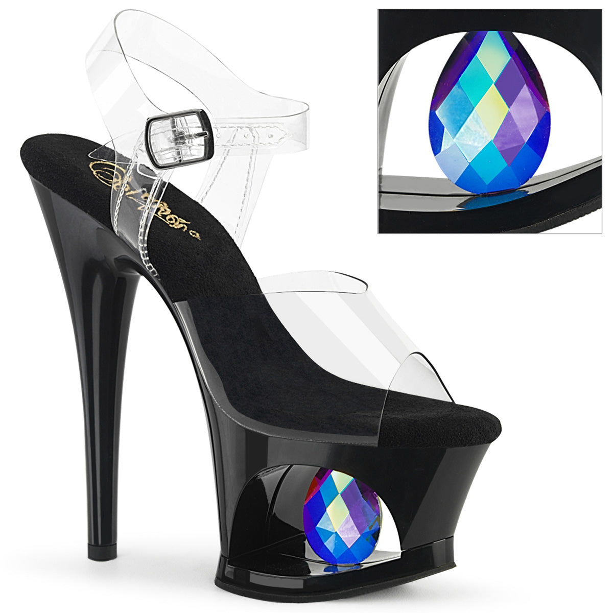 Pleaser   MOON-708DIA Clr/Blk