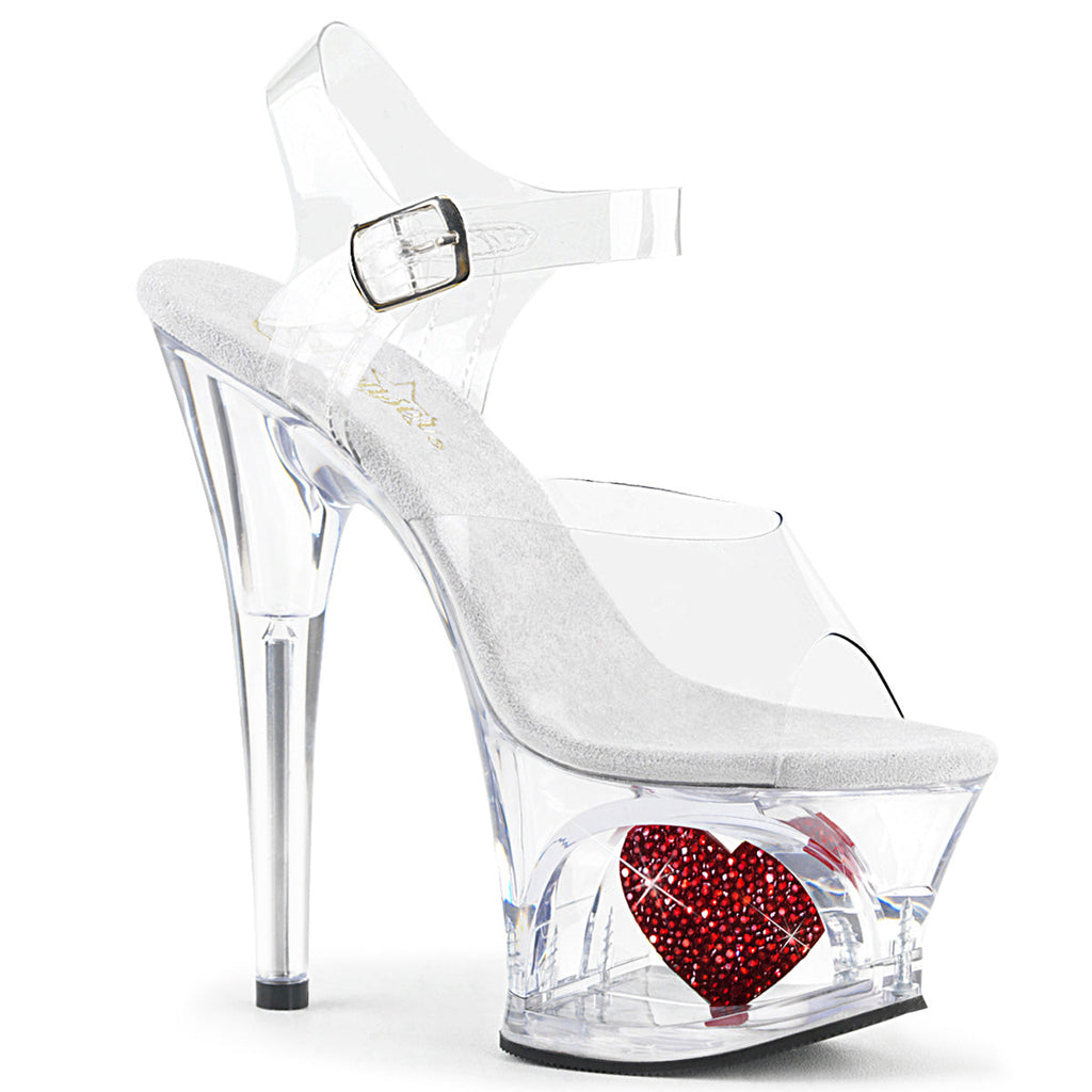 Pleaser Womens Sandals MOON-708HRS Clr/Clr-Red