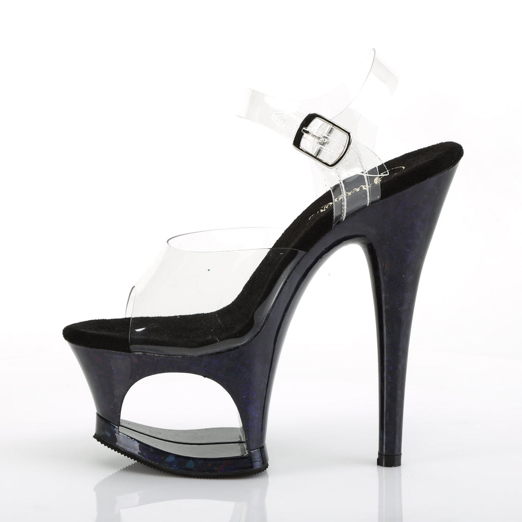 Pleaser Womens Sandals MOON-708HSP Clr/Midnight Blue Hologram