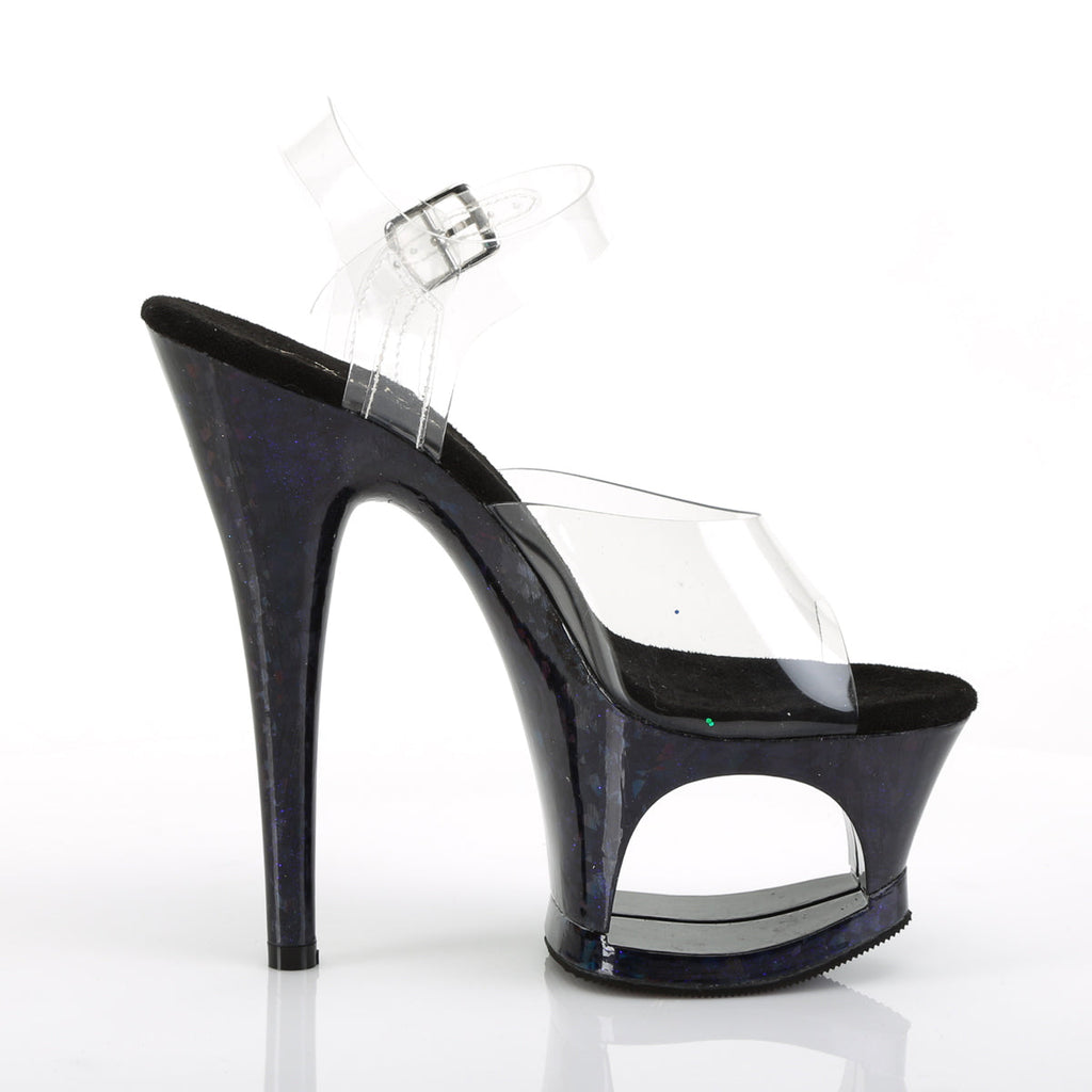 Pleaser Womens Sandals MOON-708HSP Clr/Midnight Blue Hologram