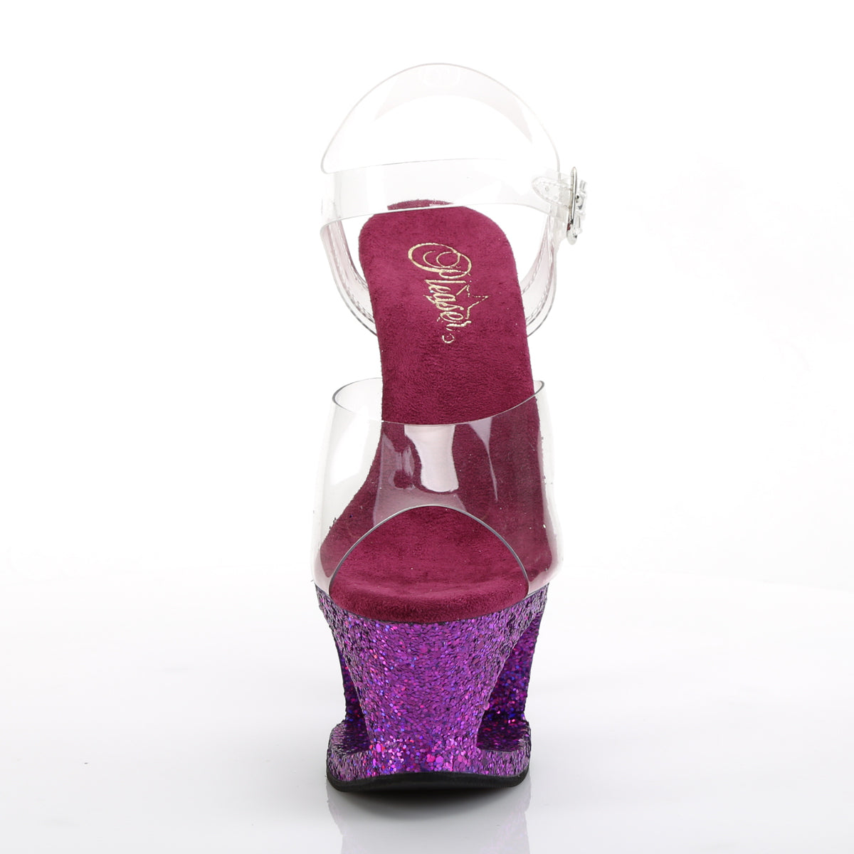 Pleaser Womens Sandals MOON-708LG Clr/Purple Multi Glitter