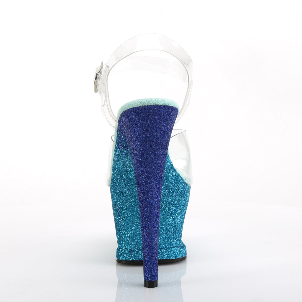 Pleaser Womens Sandals MOON-708OMBRE Clr/Aqua-Blue Ombre