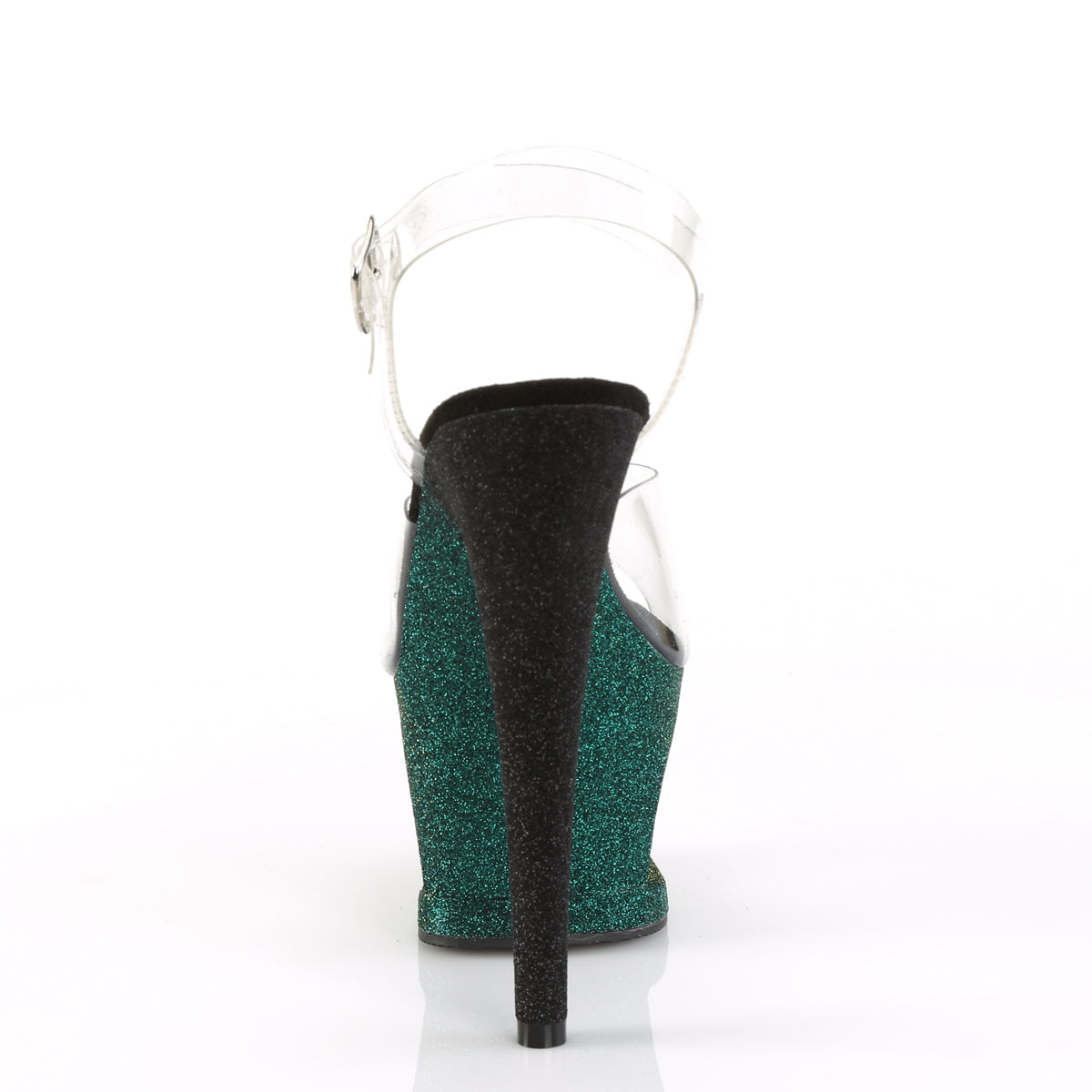 Pleaser Womens Sandals MOON-708OMBRE Clr/Emerald-Blk Ombre