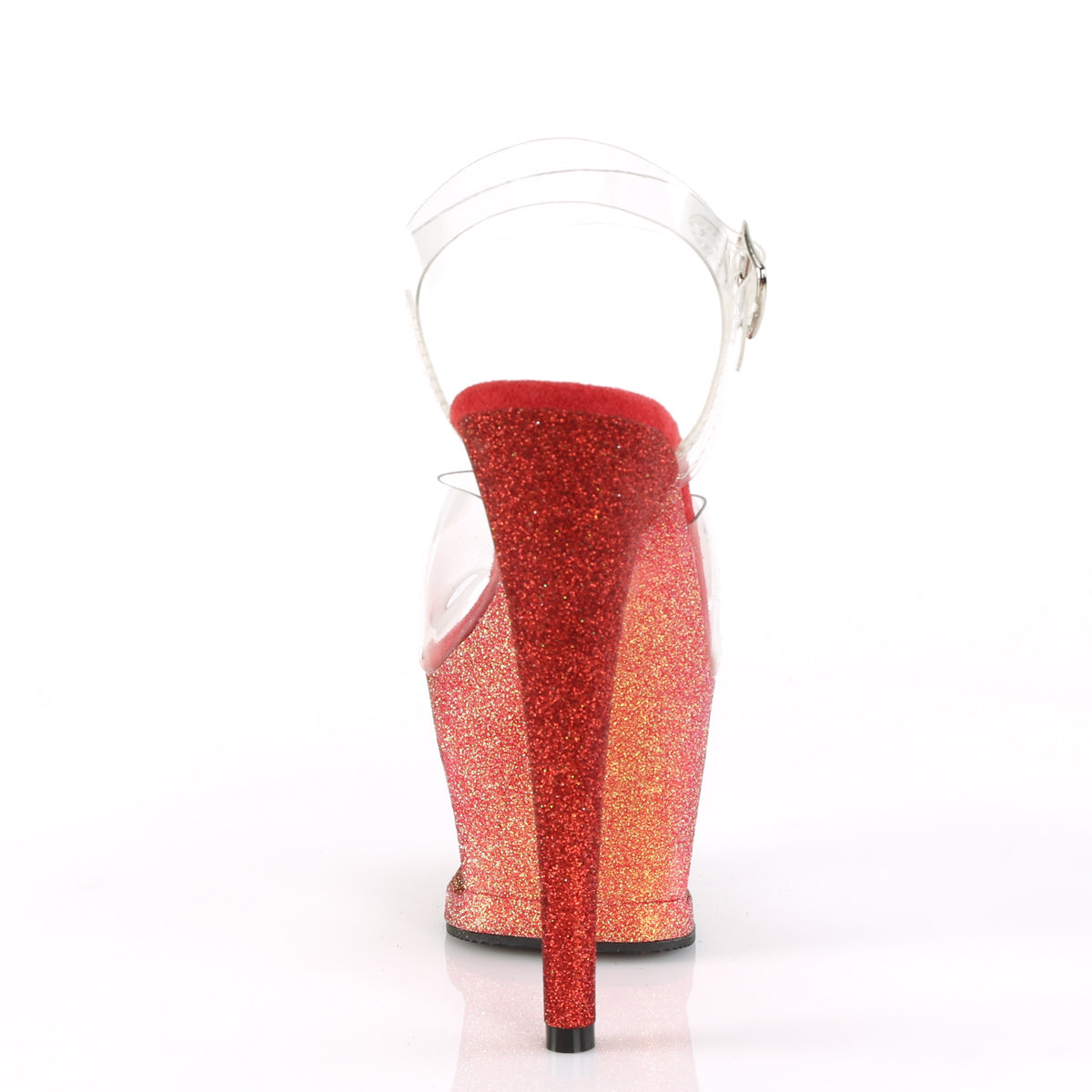 Pleaser Womens Sandals MOON-708OMBRE Clr/Rose Gold-Red Ombre