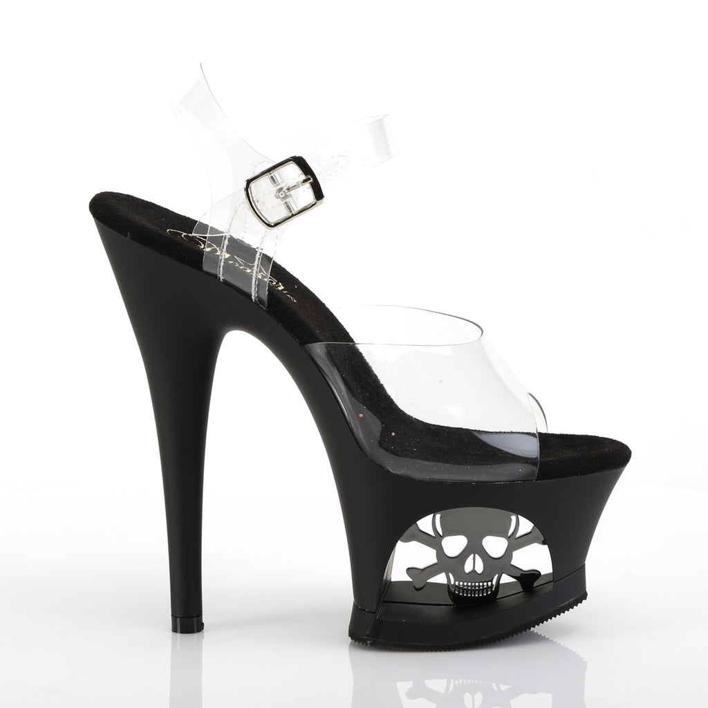 Pleaser Womens Sandals MOON-708SK Clr/Blk Matte-Pewter